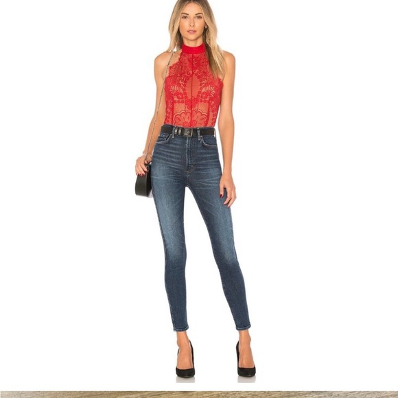 MAJORELLE red lace bodysuit - Picture 4 of 7